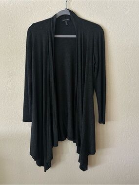 Eileen Fisher Black Draped Open-Front Cardigan oversized size XS